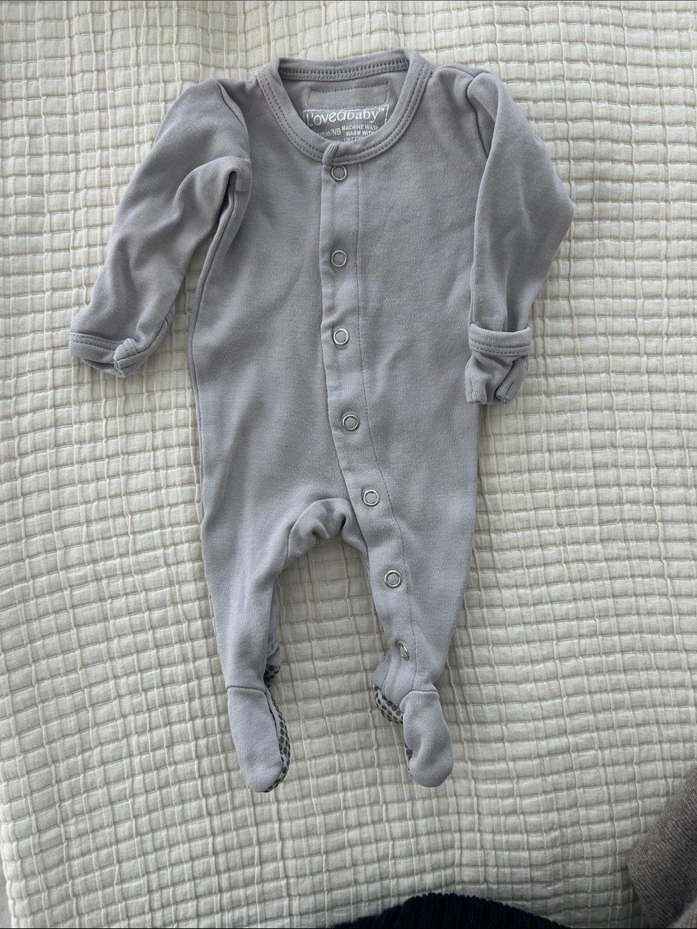 L'ovedbaby Light Gray/ purple Footed One-Piece Snap Pajamas